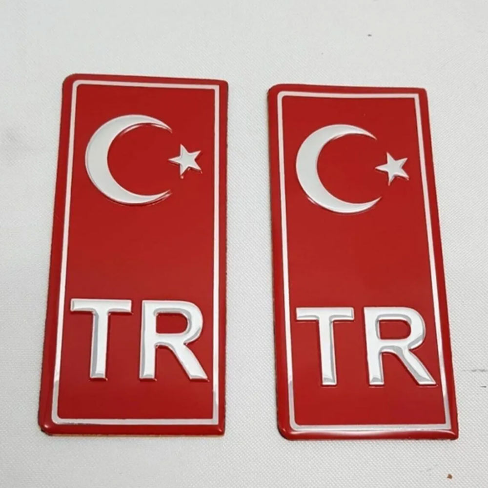 Tr Plaka Sticker & Aluminyum 2'li Ay-yıldız Kabartma Çıkartma