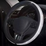 Parlak Gümüş Derili Taşlı Geçirmeli Direksiyon Kılıfı 38x40 cm