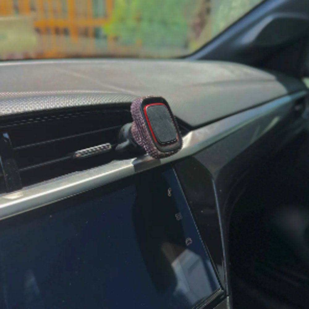 Gül Kurusu Taş Kaplamalı Mıknatıslı Araç İçi Telefon Tutucu Çift Kilit Sistemli